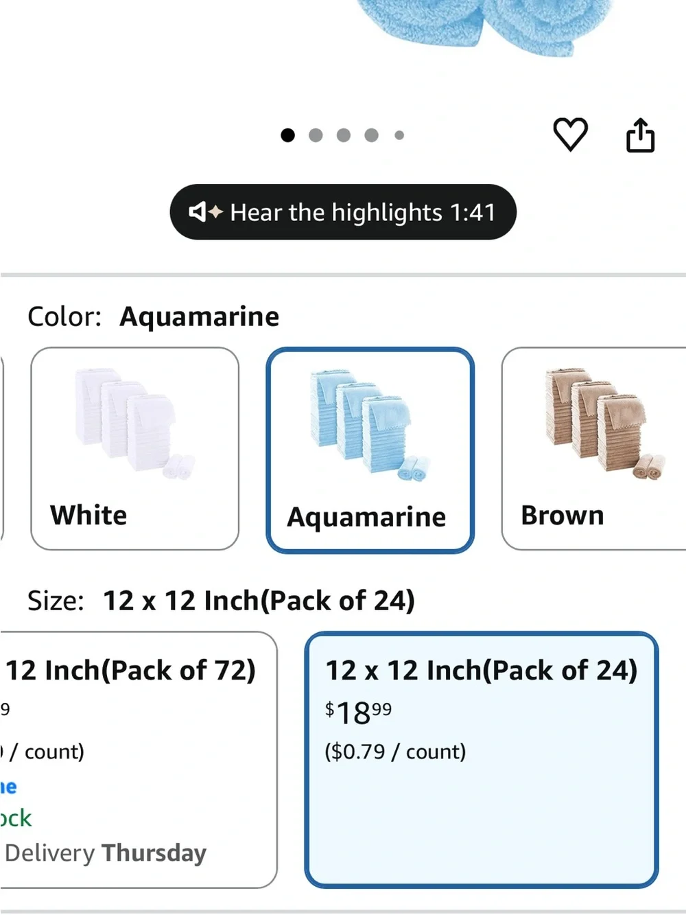 Aquamarine Wash Cloths - 2 packs of 24. NWT